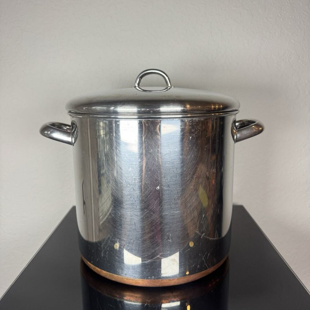 VTG Revere Ware 1801 Copper Bottom 12 Qt Quart StockPot w/ Lid Clinton Illinois